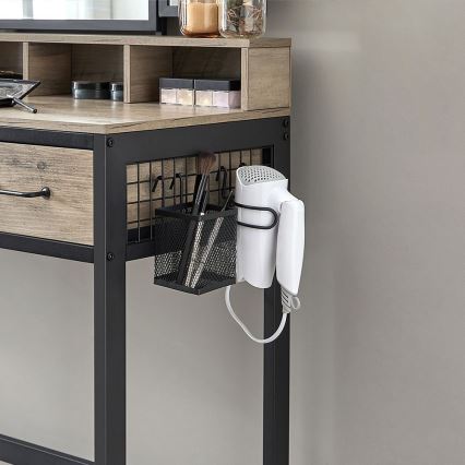 Vanity table with stool 28,6x42 cm FLORA gray/black