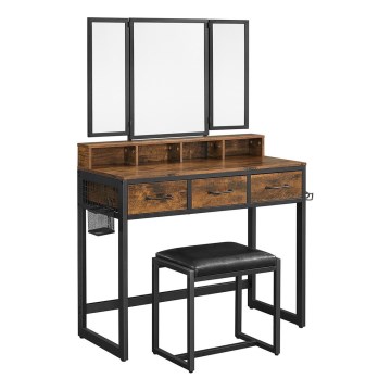 Vanity table with stool FLORA 28,6x42 cm brown/black