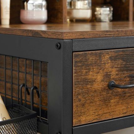Vanity table with stool FLORA 28,6x42 cm brown/black