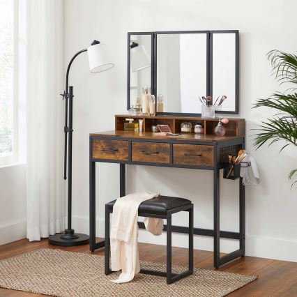 Vanity table with stool FLORA 28,6x42 cm brown/black