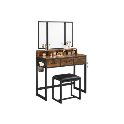 Vanity table with stool FLORA 28,6x42 cm brown/black