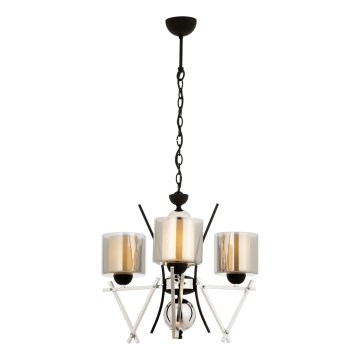 VARANA Chain-Hung Chandelier 3xE27/40W/230V Black/Polished Chrome