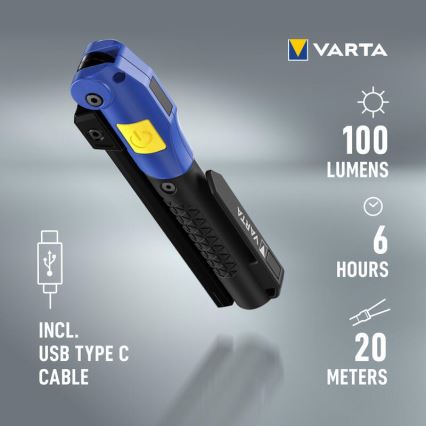 Varta 18649101401 - LED Rechargeable flashlight WORK FLEX F20R LED/5V IP54