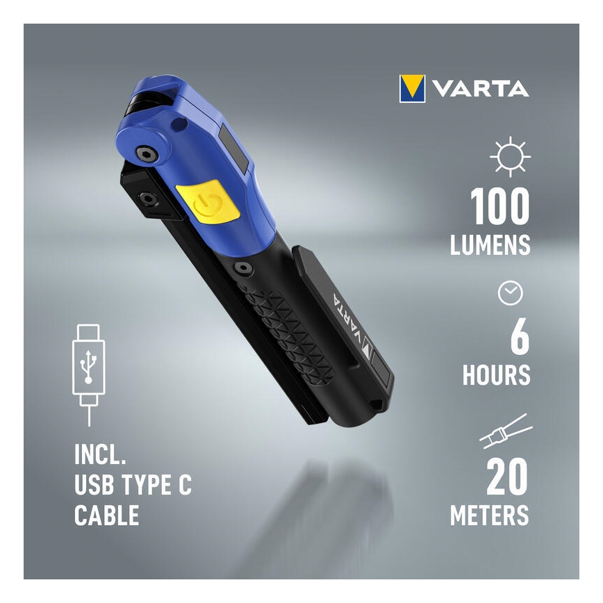 Varta 18649101401 - LED Rechargeable flashlight WORK FLEX F20R LED/5V IP54