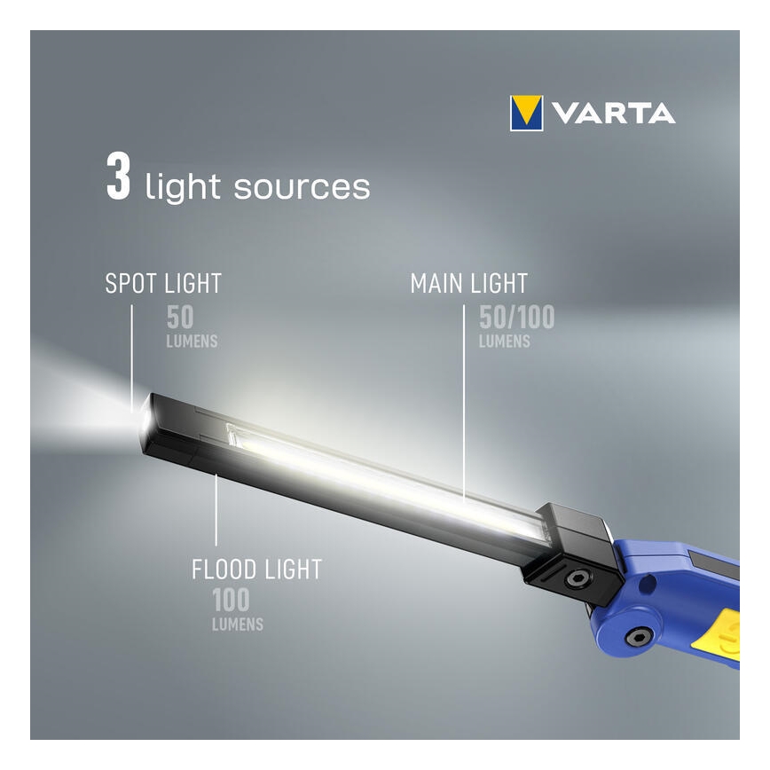 Varta 18649101401 - LED Rechargeable flashlight WORK FLEX F20R LED/5V IP54