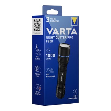 Varta 18920101111 - LED Rechargeable Flashlight NIGHT CUTTER PRO F20R LED/USB IP67 2600 mAh