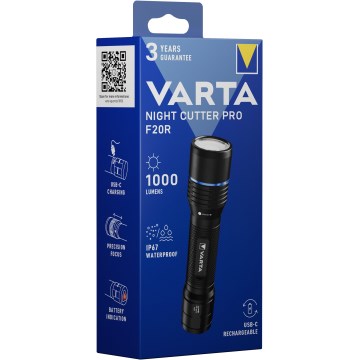 Varta 18920101111 - LED Rechargeable flashlight NIGHT CUTTER PRO F20R LED/USB IP67