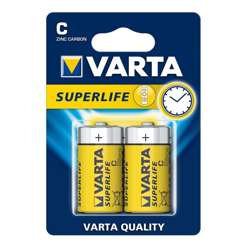 Varta 2014 - 2 pcs Zinc-carbon battery SUPERLIFE C 1,5V