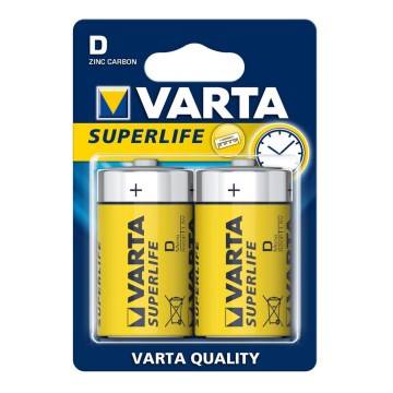 Varta 2020 - 2 pcs Zinc-carbon battery SUPERLIFE D 1,5V
