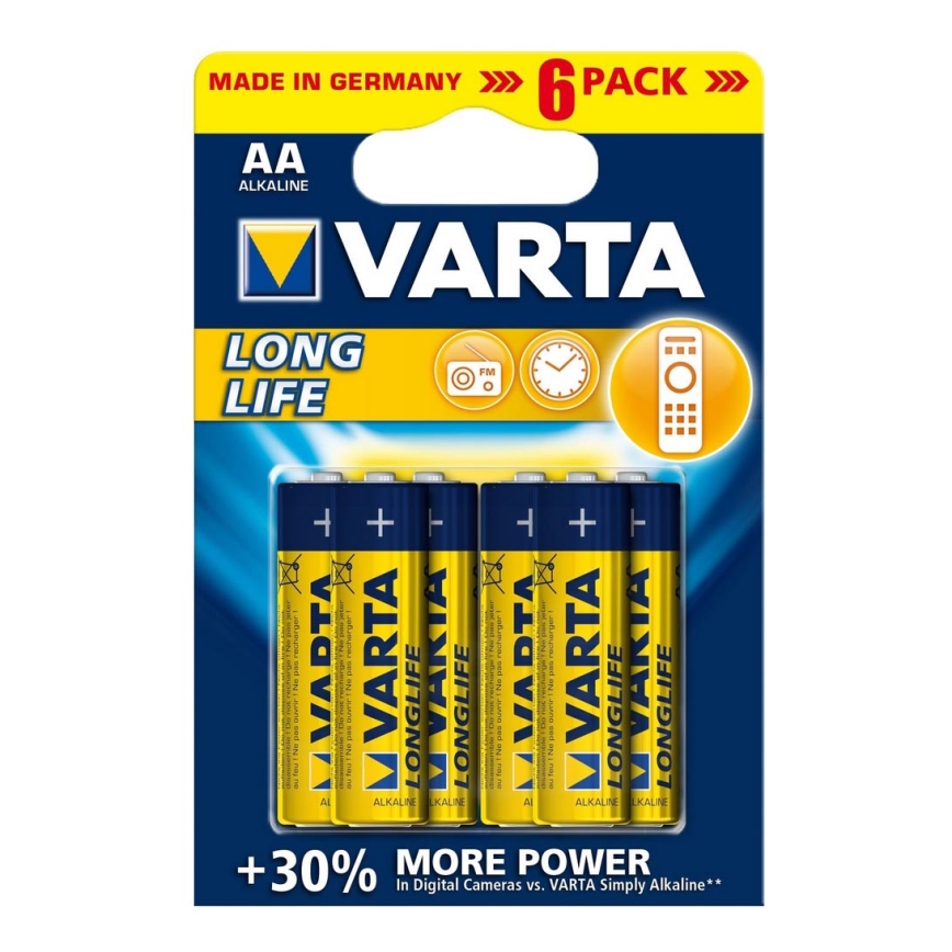 Varta 4106 - 6 pcs Alkaline batteries LONGLIFE EXTRA AA 1,5V