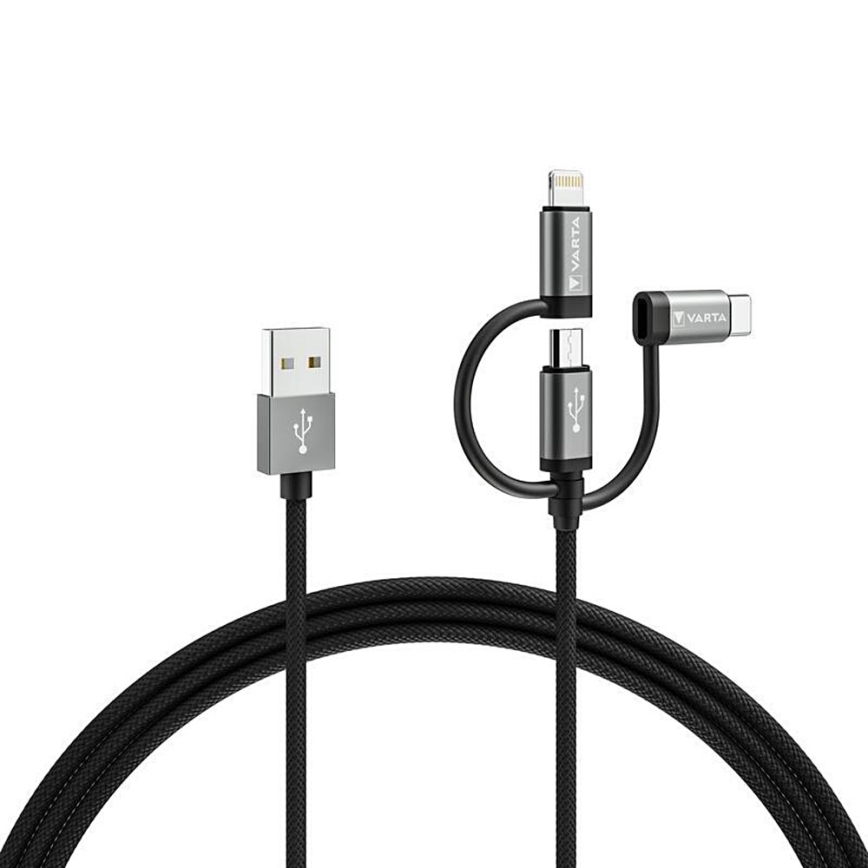 Varta 57937101111 - USB cable 3in1 with connector Lightning and Micro USB 2m