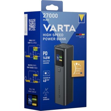 Varta 57984101111 - Power Bank with LED display Power Delivery 27000 mAh/140W/3,7V