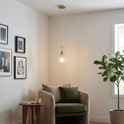 VELARE cable-suspended pendant lamp 1xE27/15W/230V gold/clear