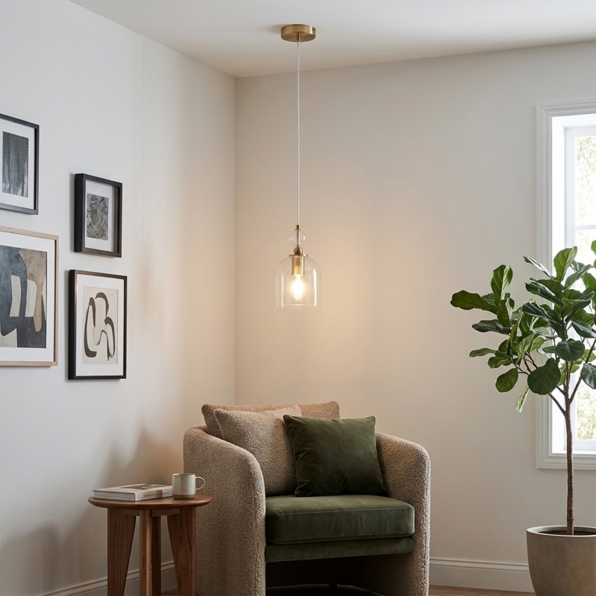 VELARE cable-suspended pendant lamp 1xE27/15W/230V gold/clear