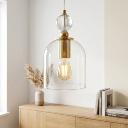 VELARE cable-suspended pendant lamp 1xE27/15W/230V gold/clear