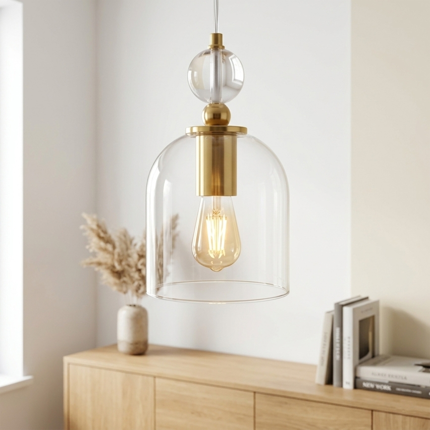 VELARE cable-suspended pendant lamp 1xE27/15W/230V gold/clear