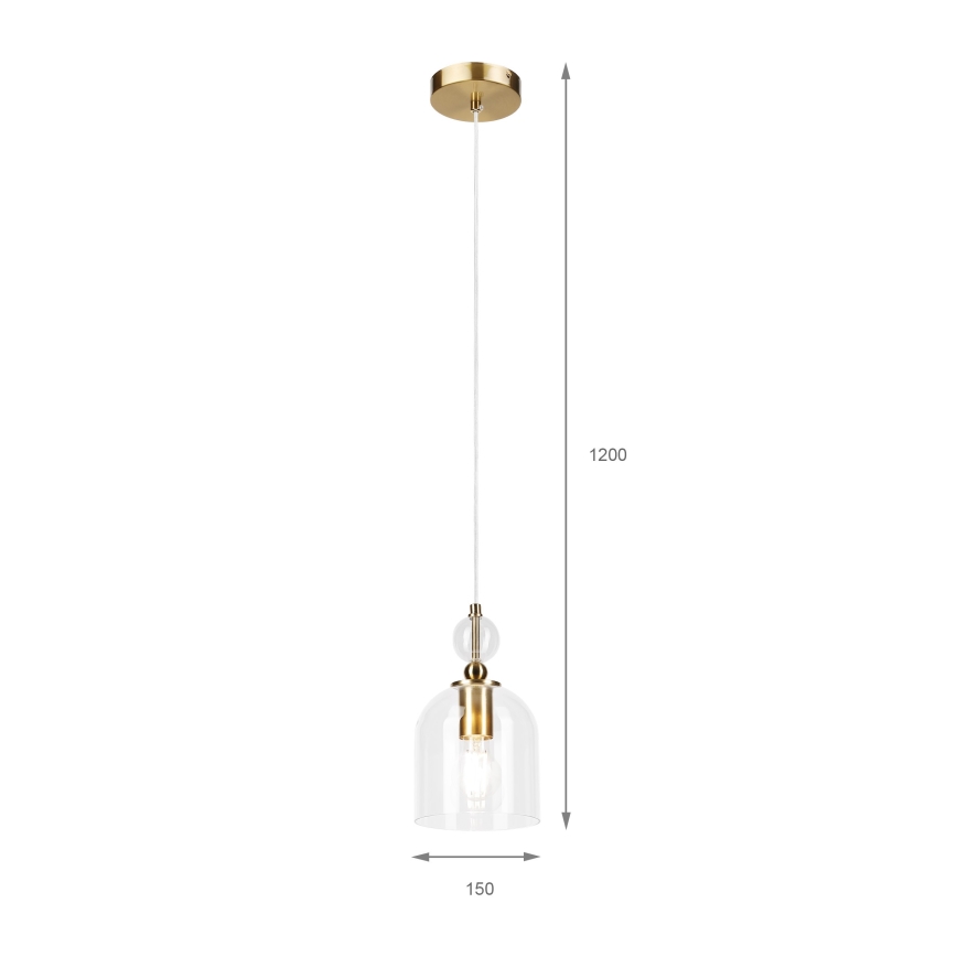 VELARE cable-suspended pendant lamp 1xE27/15W/230V gold/clear