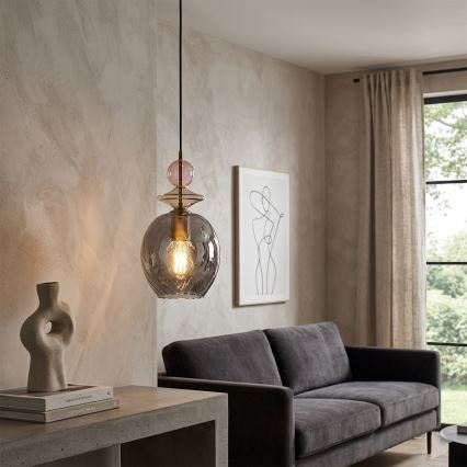VELLO Cord Pendant Light 1xE27/15W/230V Black/Smoky Pink/Beige/Black