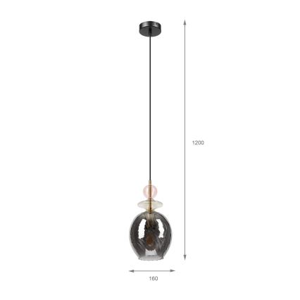 VELLO Cord Pendant Light 1xE27/15W/230V Black/Smoky Pink/Beige/Black