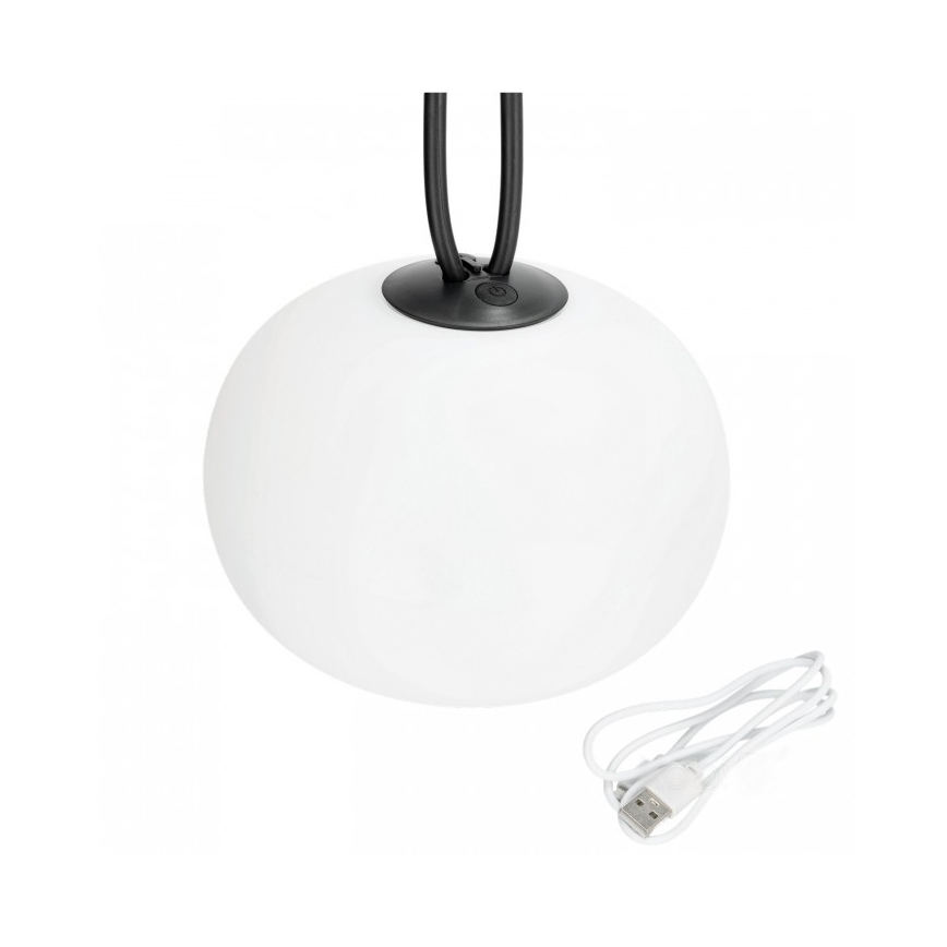 LED Dimmable Rechargeable Outdoor Luminaire VENEZIA LED/1,5W/5V 2500K IP54 2600 mAh Black