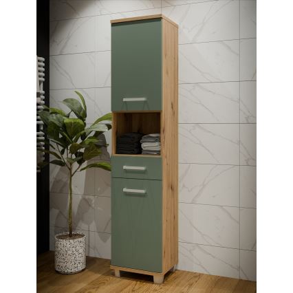 VENOM Bathroom Cabinet, Green / Artisan Oak