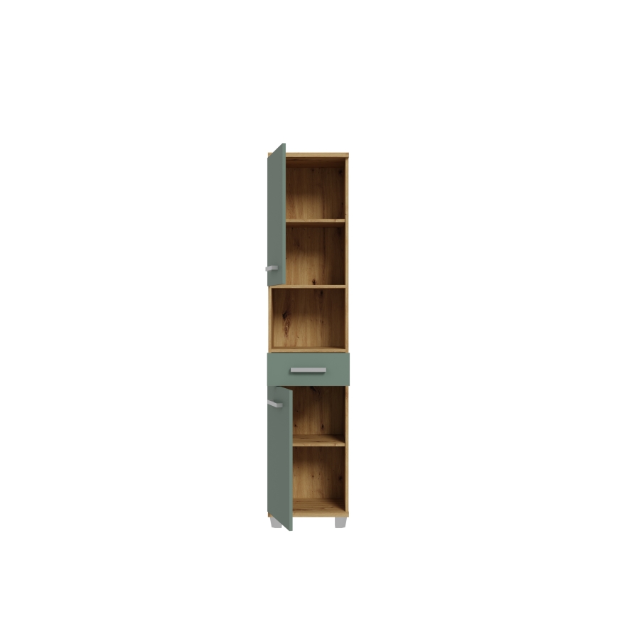 VENOM Bathroom Cabinet, Green / Artisan Oak