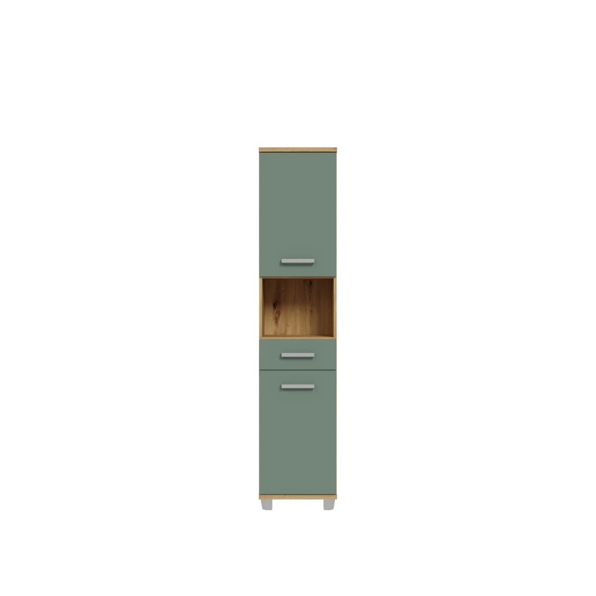 VENOM Bathroom Cabinet, Green / Artisan Oak