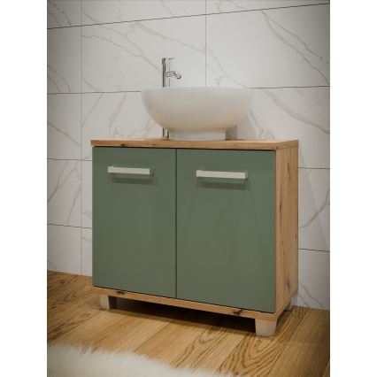 VENOM Bathroom Cabinet, Green/Artisan Oak