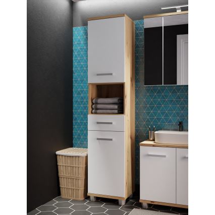VENOM Bathroom Cabinet, White/Artisan Oak