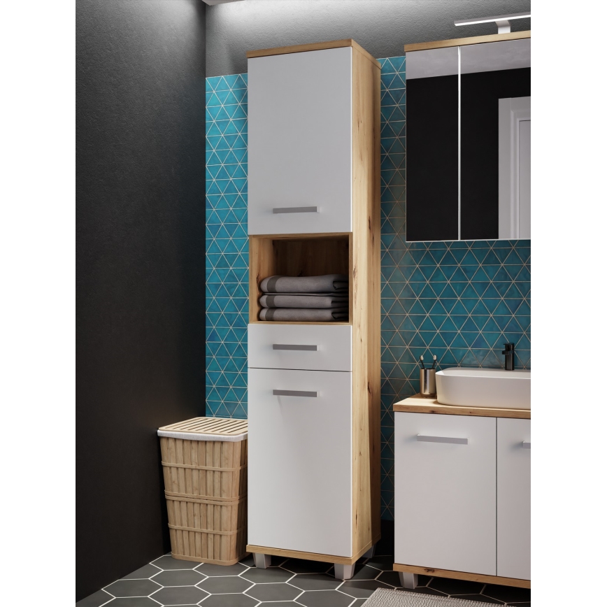 VENOM Bathroom Cabinet, White/Artisan Oak