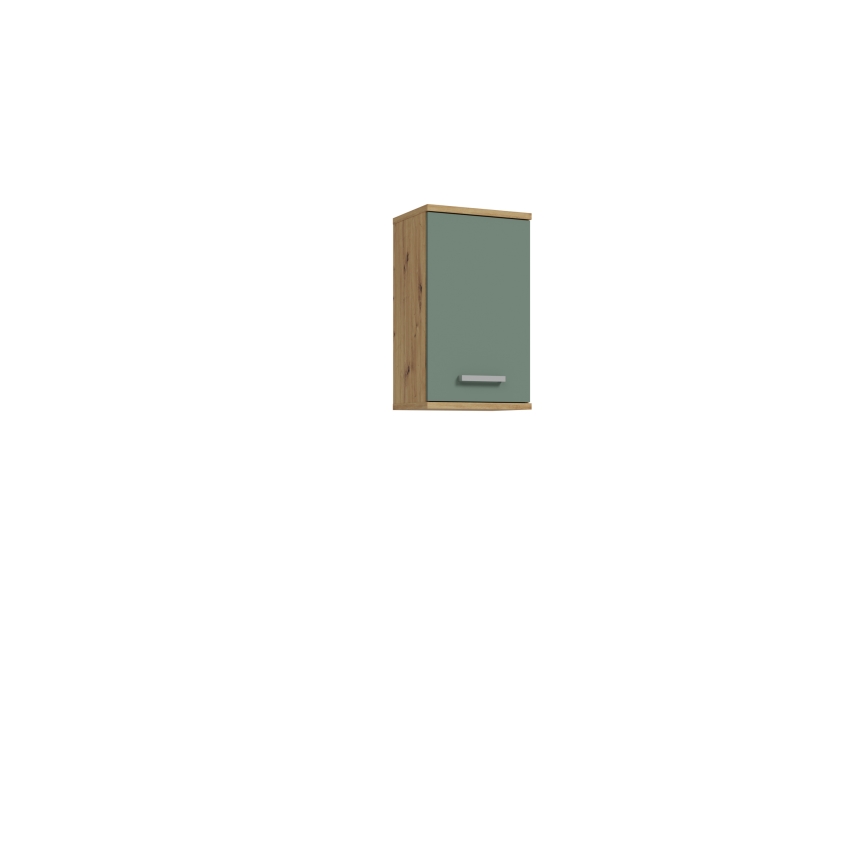 VENOM Wall-Mounted Bathroom Cabinet, Green / Artisan Oak