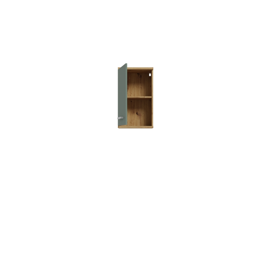 VENOM Wall-Mounted Bathroom Cabinet, Green / Artisan Oak