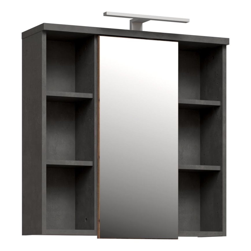 VENOM Wall-Mounted Bathroom Cabinet with Mirror, Anthracite/Brown