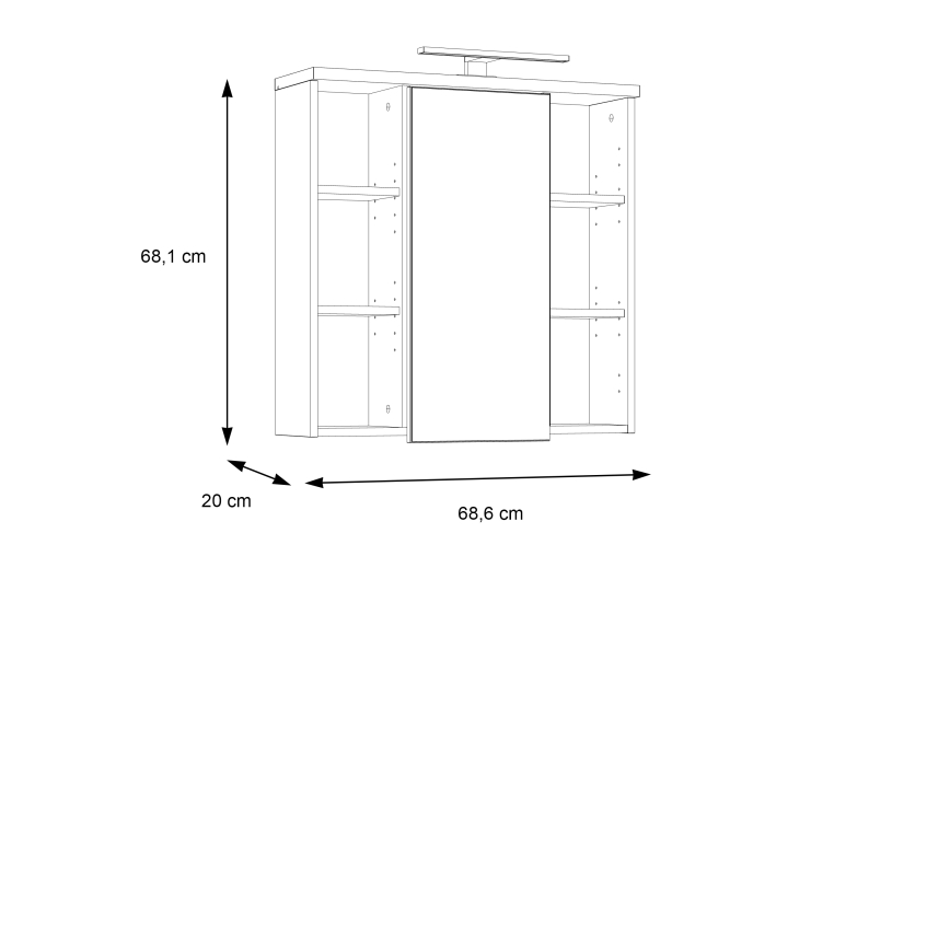 VENOM Wall-Mounted Bathroom Cabinet with Mirror, Anthracite/Brown
