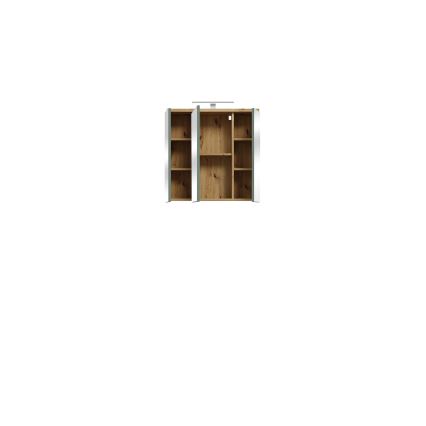VENOM Wall-Mounted Bathroom Cabinet with Mirror, Green / Artisan Oak