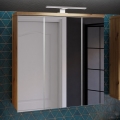 VENOM wall-mounted bathroom cabinet with mirror, white / artisan oak