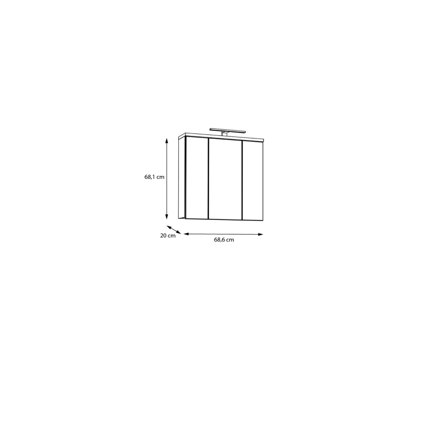VENOM wall-mounted bathroom cabinet with mirror, white / artisan oak