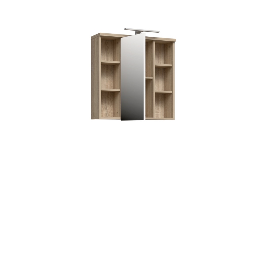 VENOM Wall-mounted Bathroom Cabinet with Mirror, White/Sonoma Oak