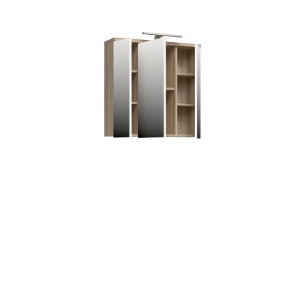VENOM Wall-Mounted Bathroom Cabinet with Mirror, White/Sonoma Oak