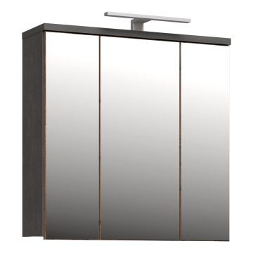 VENOM Wall-Mounted Bathroom Cabinet with Mirror — Anthracite/Brown