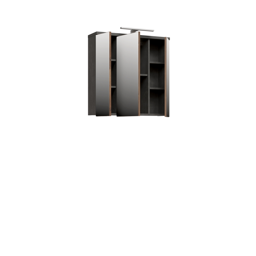 VENOM Wall-Mounted Bathroom Cabinet with Mirror — Anthracite/Brown