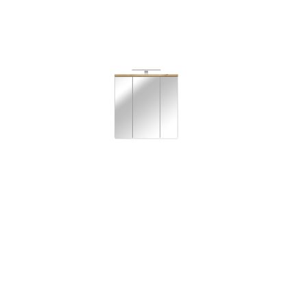 VENOM Wall-Mounted Mirrored Bathroom Cabinet, White/Artisan Oak