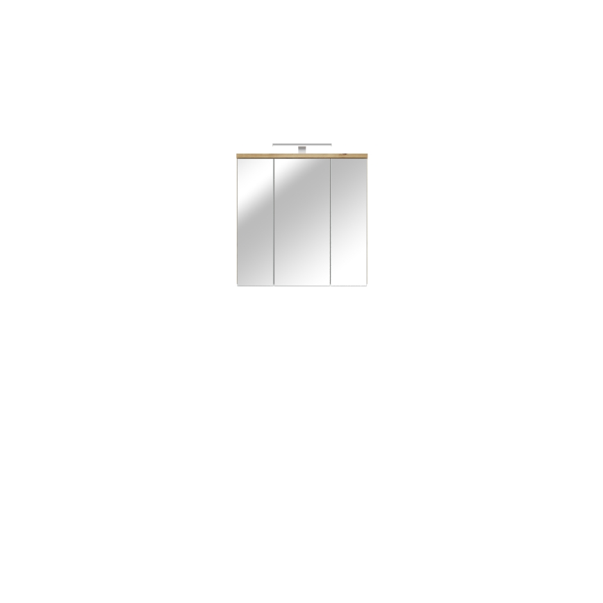 VENOM Wall-Mounted Mirrored Bathroom Cabinet, White/Artisan Oak