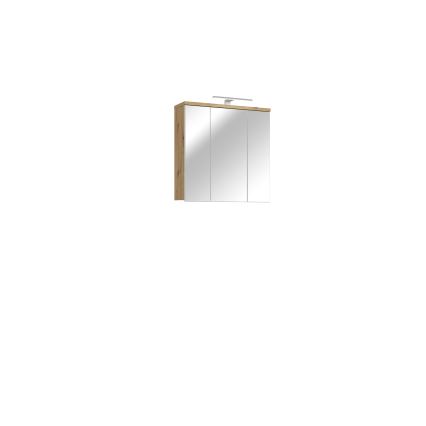 VENOM Wall-Mounted Mirrored Bathroom Cabinet, White/Artisan Oak