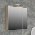 VENOM Wall-Mounted Mirrored Bathroom Cabinet, White/Sonoma Oak