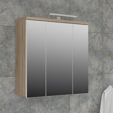 VENOM Wall-Mounted Mirrored Bathroom Cabinet, White/Sonoma Oak
