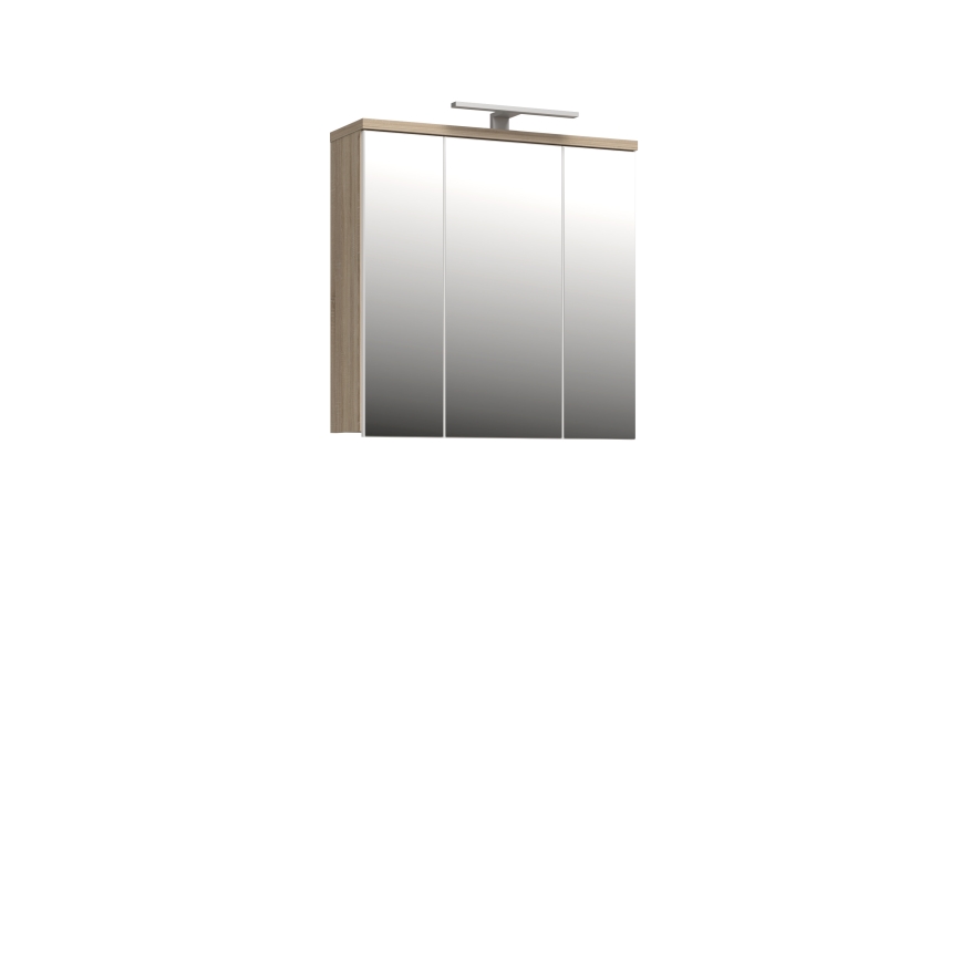 VENOM Wall-Mounted Mirrored Bathroom Cabinet, White/Sonoma Oak