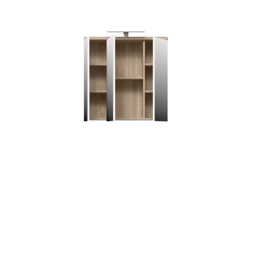 VENOM Wall-Mounted Mirrored Bathroom Cabinet, White/Sonoma Oak