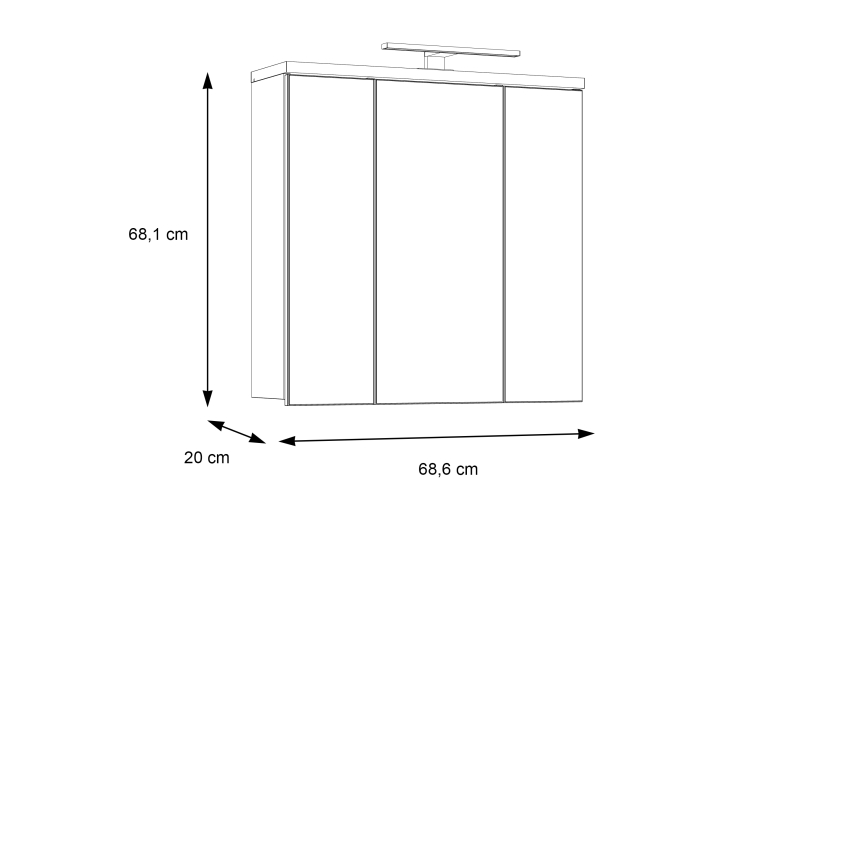 VENOM Wall-Mounted Mirrored Bathroom Cabinet, White/Sonoma Oak