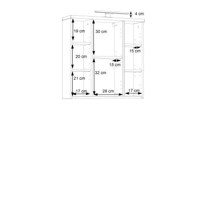 VENOM Wall-Mounted Mirrored Bathroom Cabinet, White/Sonoma Oak